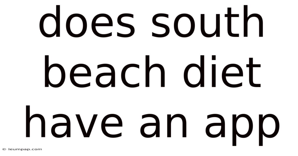 Does South Beach Diet Have An App