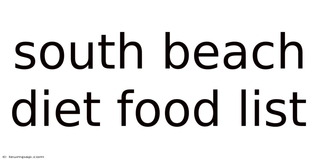 South Beach Diet Food List South Beach Diet Food List