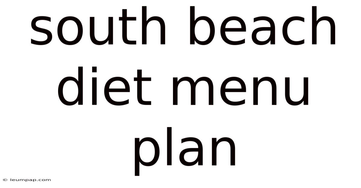 South Beach Diet Menu Plan