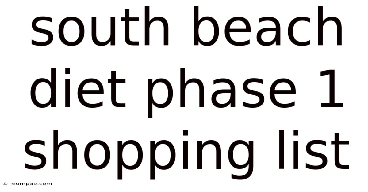 South Beach Diet Phase 1 Shopping List South Beach Diet Phase 1 Shopping List