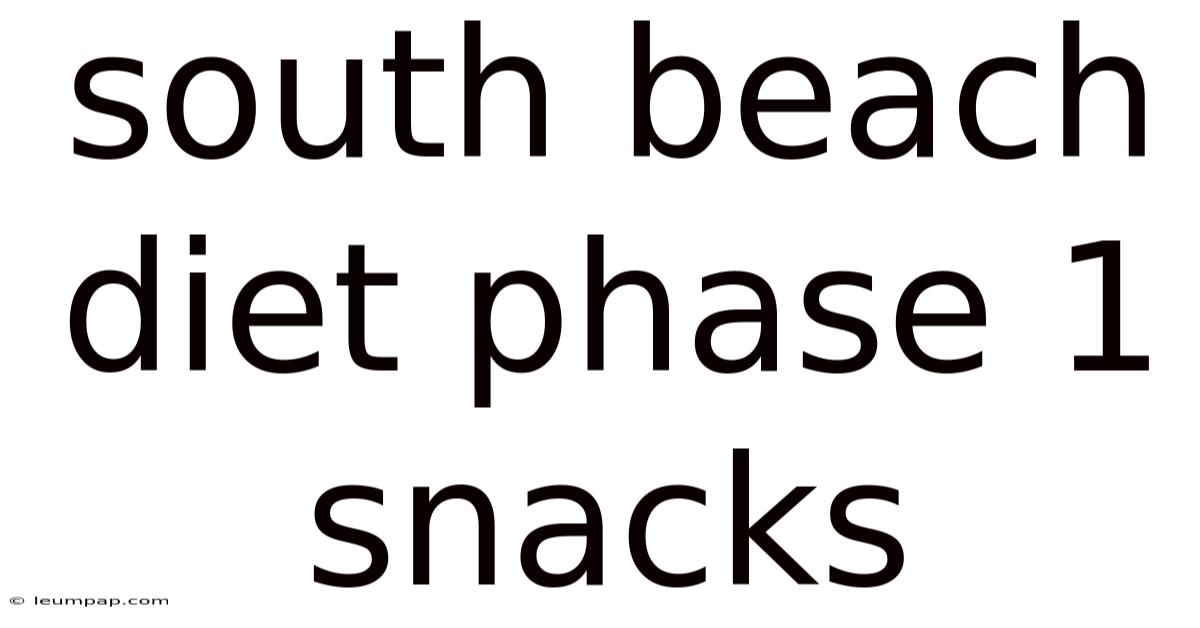 South Beach Diet Phase 1 Snacks