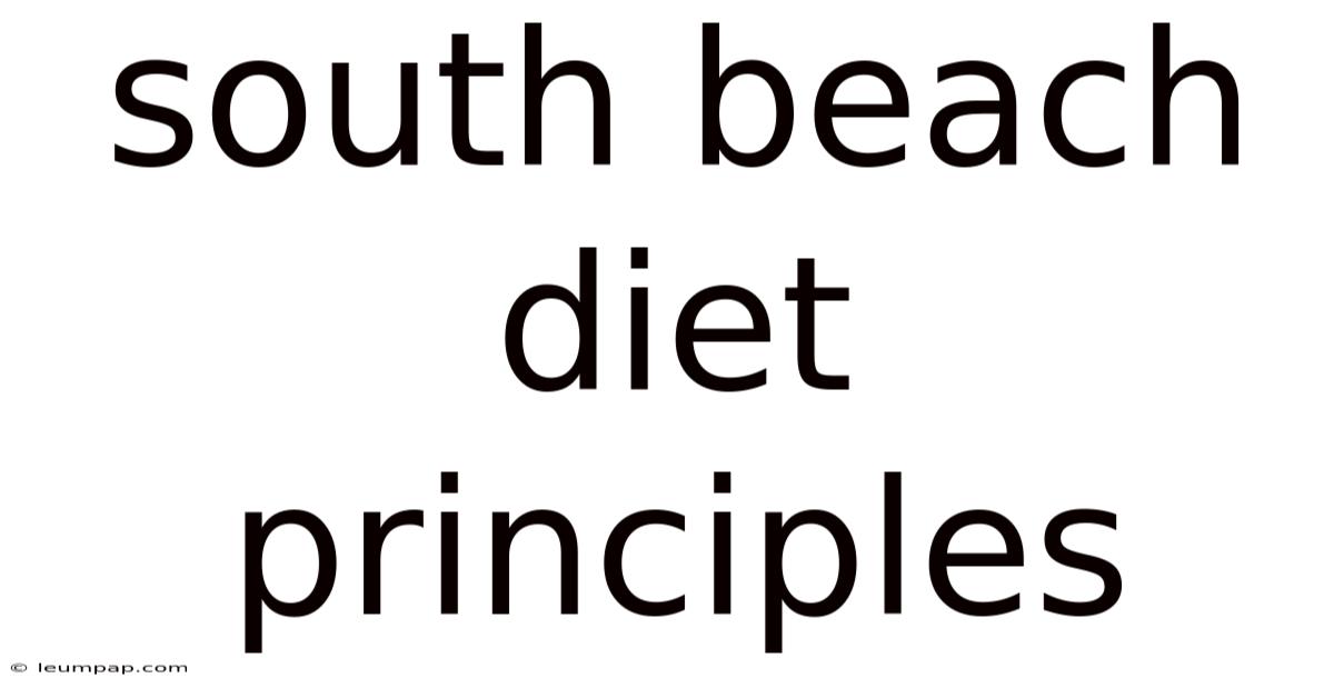 South Beach Diet Principles