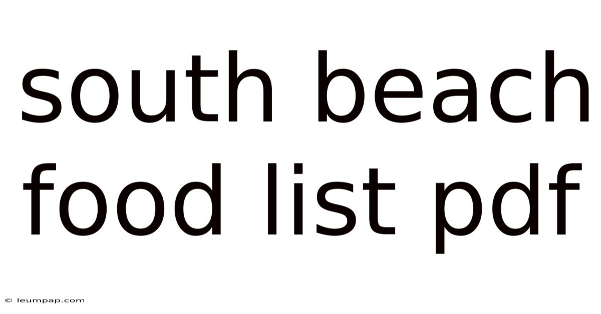 South Beach Food List Pdf