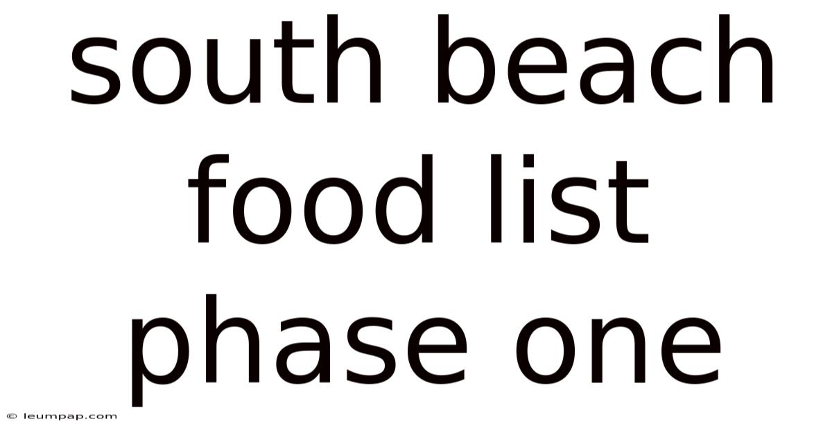 South Beach Food List Phase One