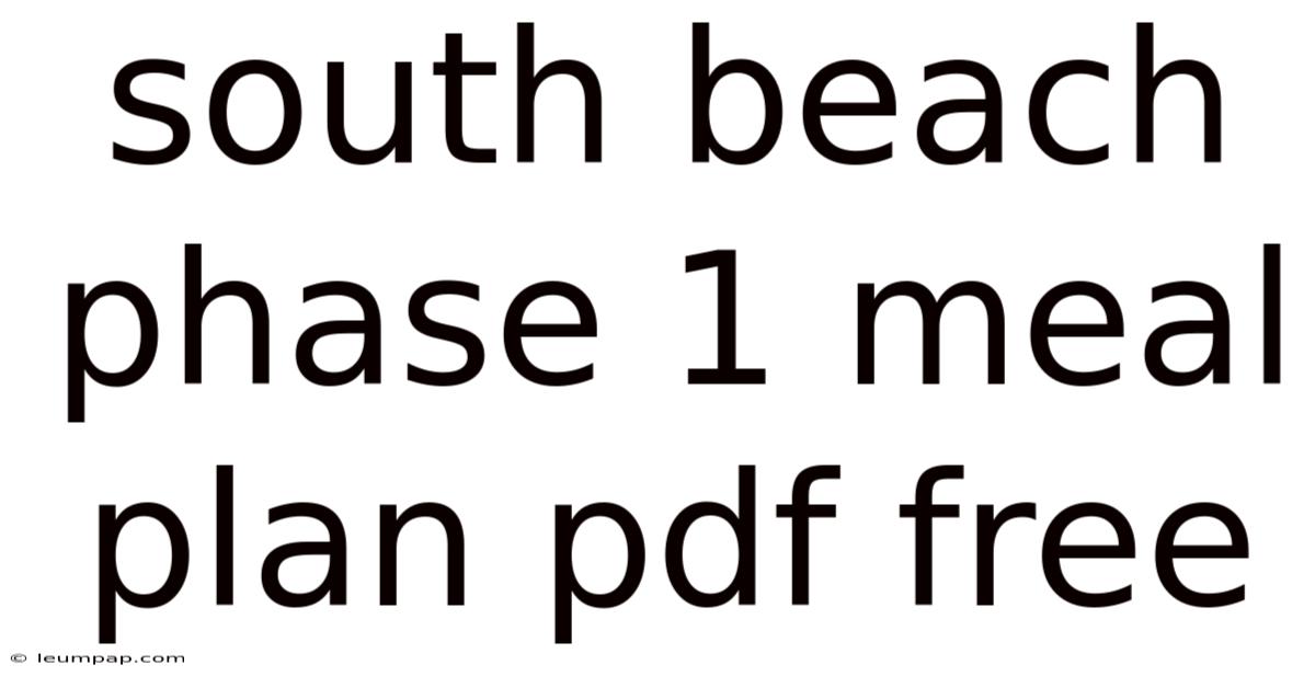 South Beach Phase 1 Meal Plan Pdf Free South Beach Phase 1 Meal Plan Pdf Free