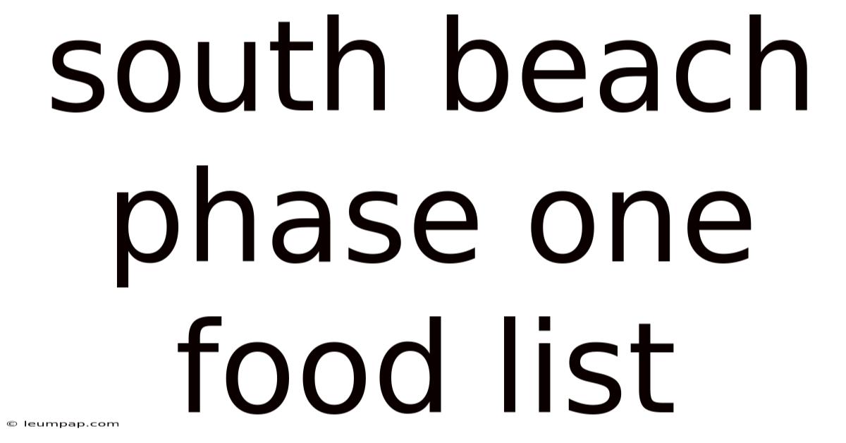 South Beach Phase One Food List